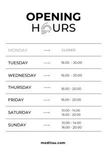 Opening hours Meditau studio Krakow